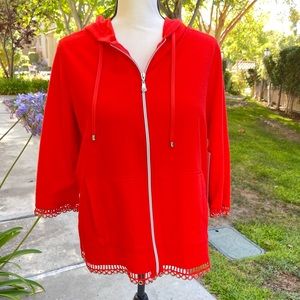 NWT Onque Casual Orange Zip-up Jersey Hoody Size L